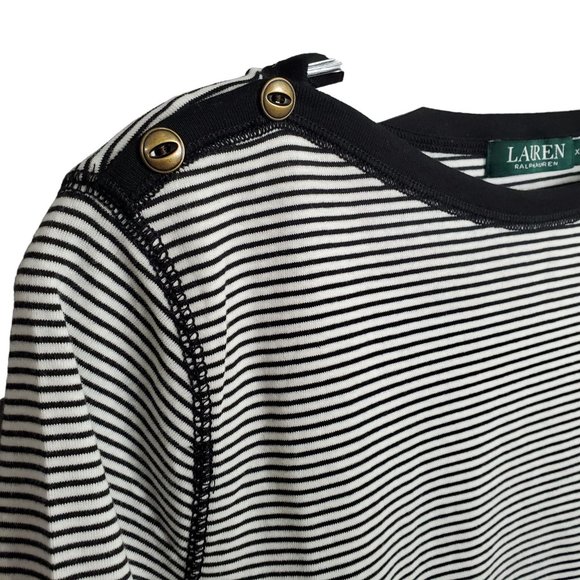 LRL Ralph Lauren Size XL Shirt Pullover Lightweight Knit Striped Black White - Picture 6 of 9